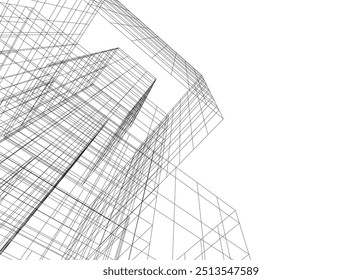 Ilustração arquitetônica de vetor de desenho 3d