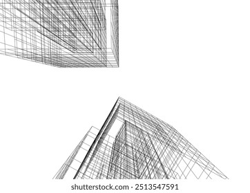 Architectural 3d drawing vector illustration