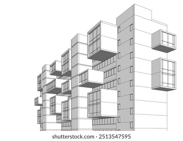 Architectural 3d drawing vector illustration
