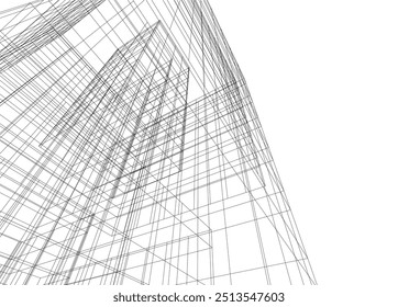 Ilustración vectorial arquitectónica del dibujo 3d
