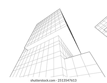 Architectural 3d drawing vector illustration