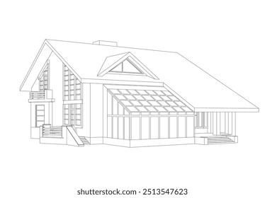Architektonische 3D-Zeichnung, Vektorgrafik