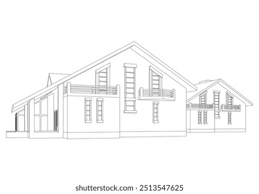 Architektonische 3D-Zeichnung, Vektorgrafik