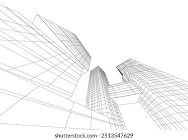 Ilustración vectorial arquitectónica del dibujo 3d