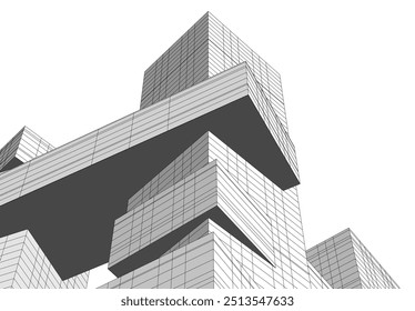 Architectural 3d drawing vector illustration
