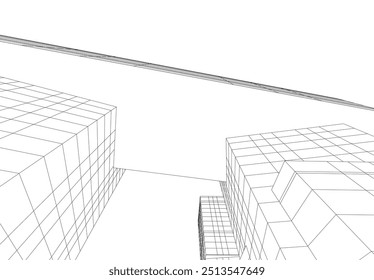 Ilustración vectorial arquitectónica del dibujo 3d
