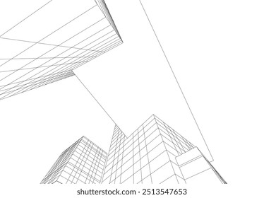 Architectural 3d drawing vector illustration