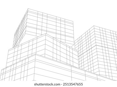 Architektonische 3D-Zeichnung, Vektorgrafik