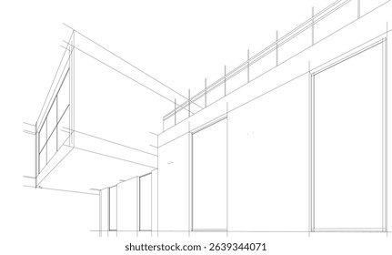 Architectural  3d drawing vector illustration