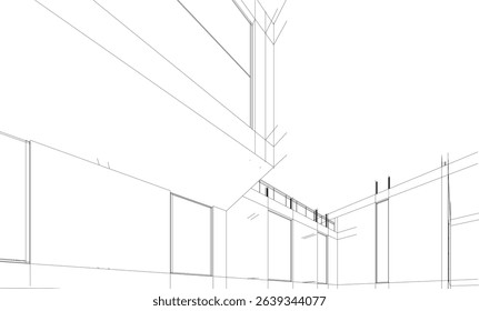 Architectural  3d drawing vector illustration