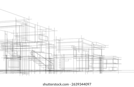 Architectural  3d drawing vector illustration