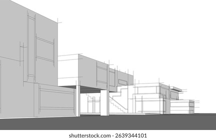 Architectural  3d drawing vector illustration