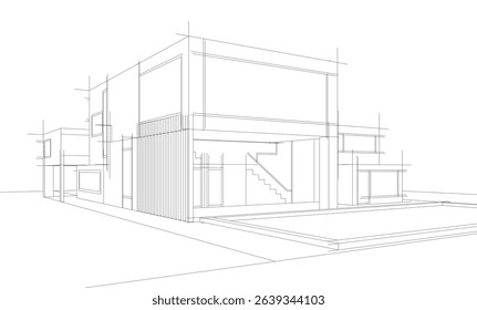 Architectural  3d drawing vector illustration