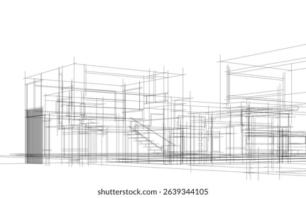 Architectural  3d drawing vector illustration
