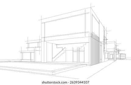 Architectural  3d drawing vector illustration