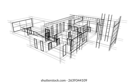 Architectural  3d drawing vector illustration