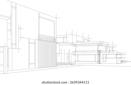 Architectural  3d drawing vector illustration