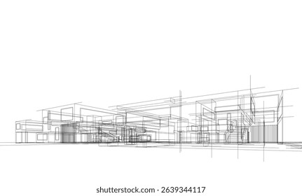 Architectural  3d drawing vector illustration