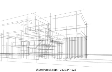 Architectural  3d drawing vector illustration
