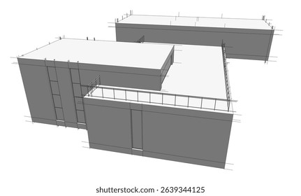 Architectural  3d drawing vector illustration