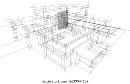 Architectural  3d drawing vector illustration