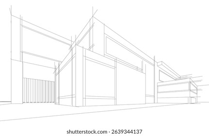 Architectural  3d drawing vector illustration