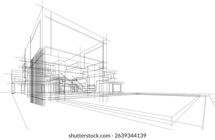 Architectural  3d drawing vector illustration
