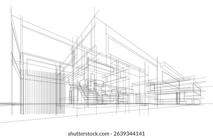 Architectural  3d drawing vector illustration