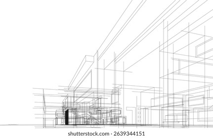 Architectural  3d drawing vector illustration