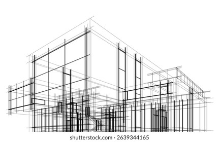 Architectural  3d drawing vector illustration