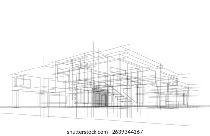 Architectural  3d drawing vector illustration