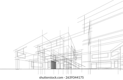 Architectural  3d drawing vector illustration