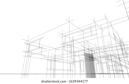 Architectural  3d drawing vector illustration