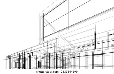 Architectural  3d drawing vector illustration