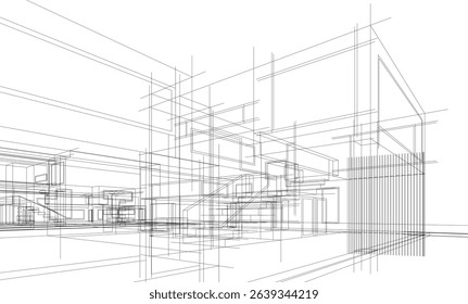 Architectural  3d drawing vector illustration