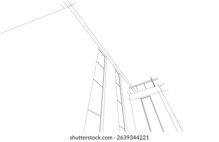 Architectural  3d drawing vector illustration