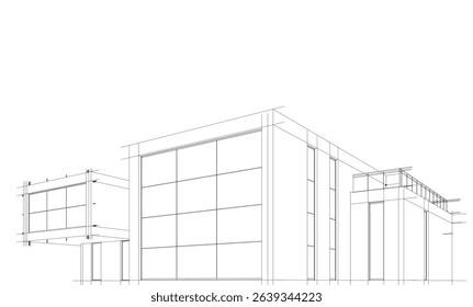 Architectural  3d drawing vector illustration