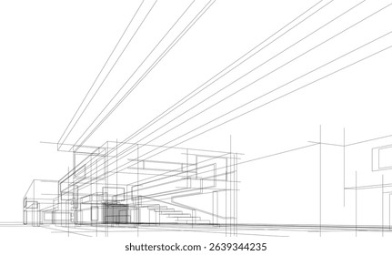 Architectural  3d drawing vector illustration