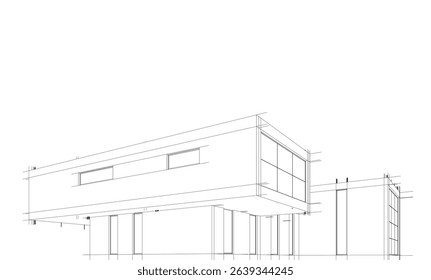 Architectural  3d drawing vector illustration