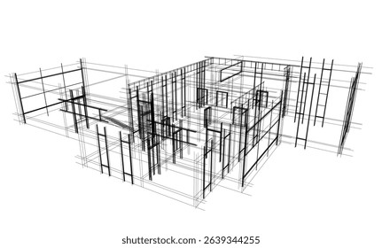 Architectural  3d drawing vector illustration
