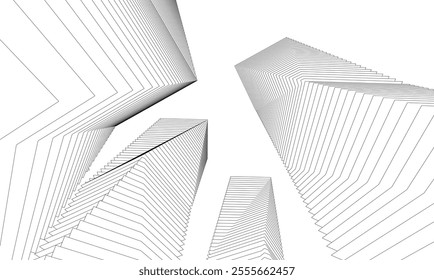 Architectural 3d illustration of a building. Vector drawing