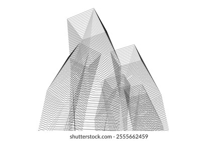 Architectural 3d illustration of a building. Vector drawing