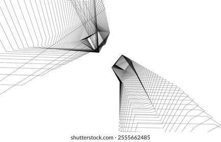 Architectural 3d illustration of a building. Vector drawing