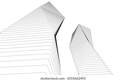 Architectural 3d illustration of a building. Vector drawing