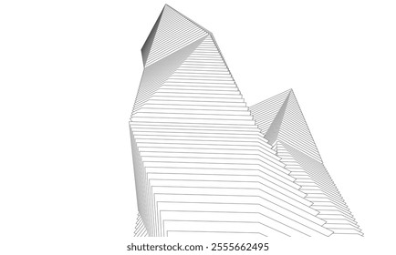 Architectural 3d illustration of a building. Vector drawing