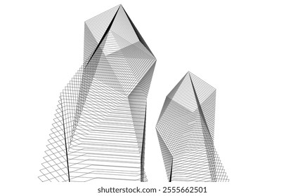 Architectural 3d illustration of a building. Vector drawing