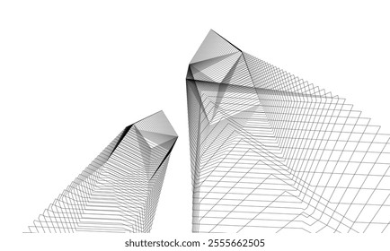 Architectural 3d illustration of a building. Vector drawing