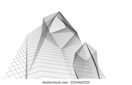 Architectural 3d illustration of a building. Vector drawing