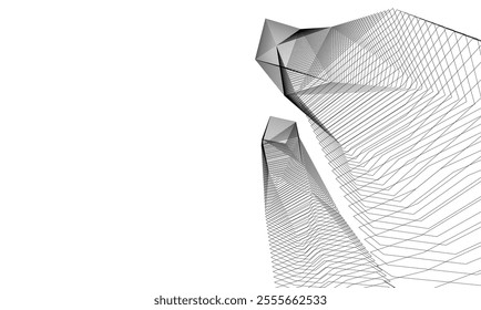 Architectural 3d illustration of a building. Vector drawing