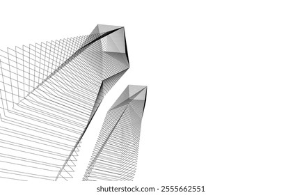 Architectural 3d illustration of a building. Vector drawing